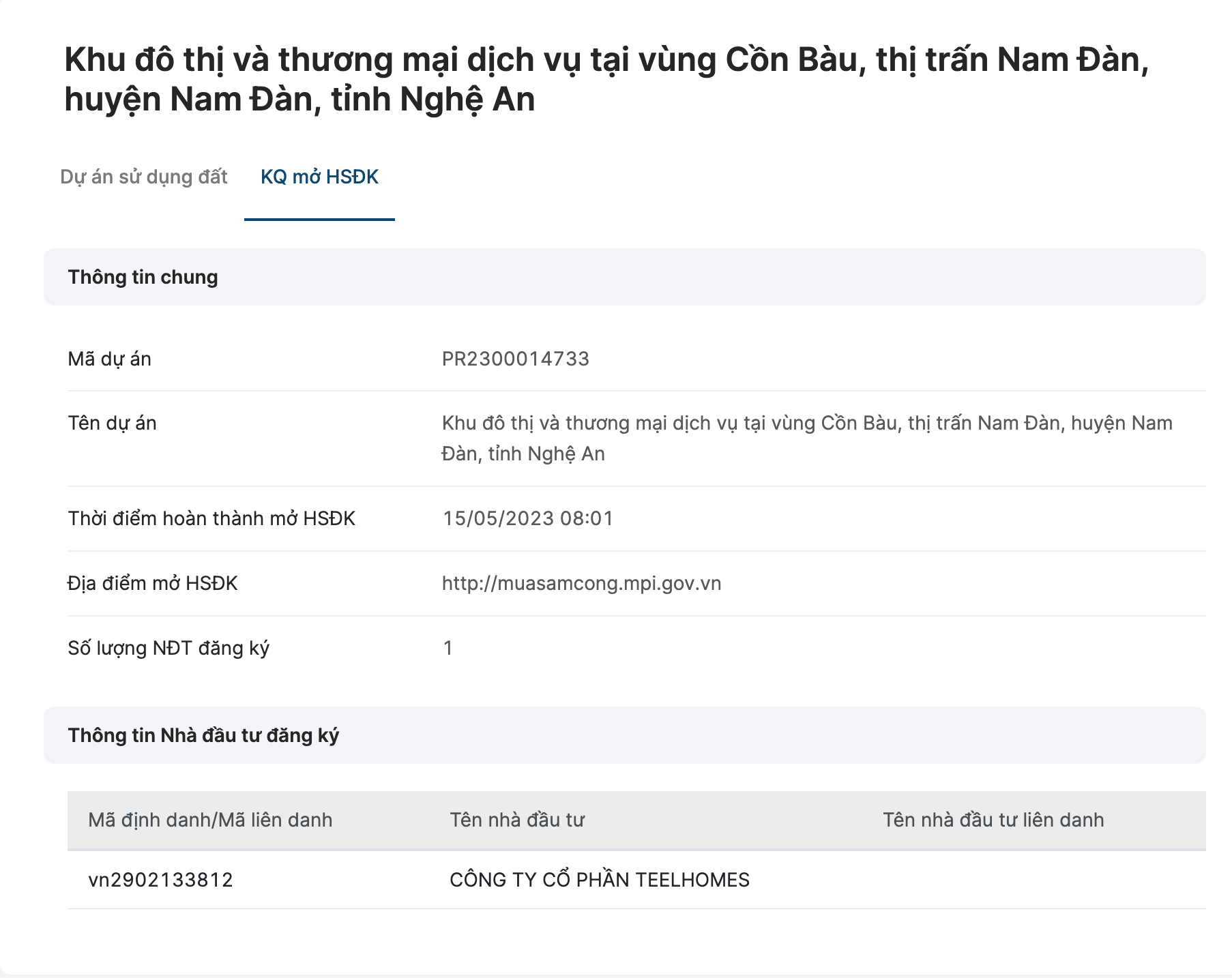 Mới đây, một công ty khác của ông Minh đã đăng ký thực hiện dự án hơn 2.000 tỉ đồng tại Nghệ An.Ảnh: Chụp màn hình.