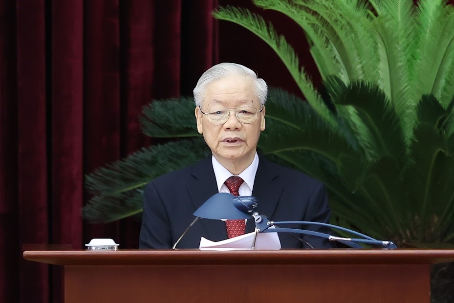 Tổng Bí thư Nguyễn Phú Trọng phát biểu tại Hội nghị Trung ương giữa nhiệm kỳ. Ảnh: Nhật Bắc/VGP