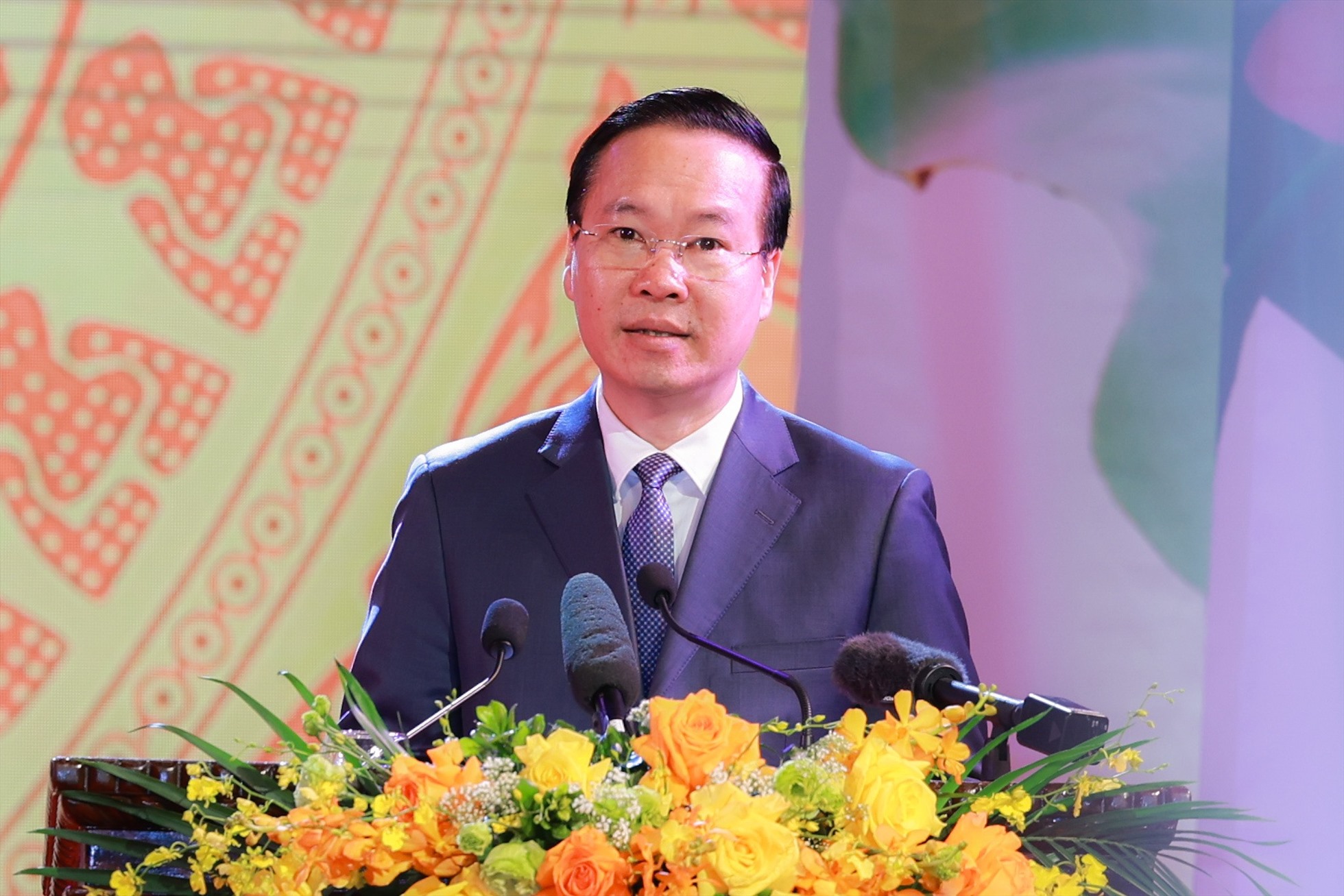 Chủ tịch nước Võ Văn Thưởng phát biểu tại Lễ trao tặng Giải thưởng Hồ Chí Minh, Giải thưởng Nhà nước về văn học, nghệ thuật năm 2022. Ảnh: Hải Nguyễn