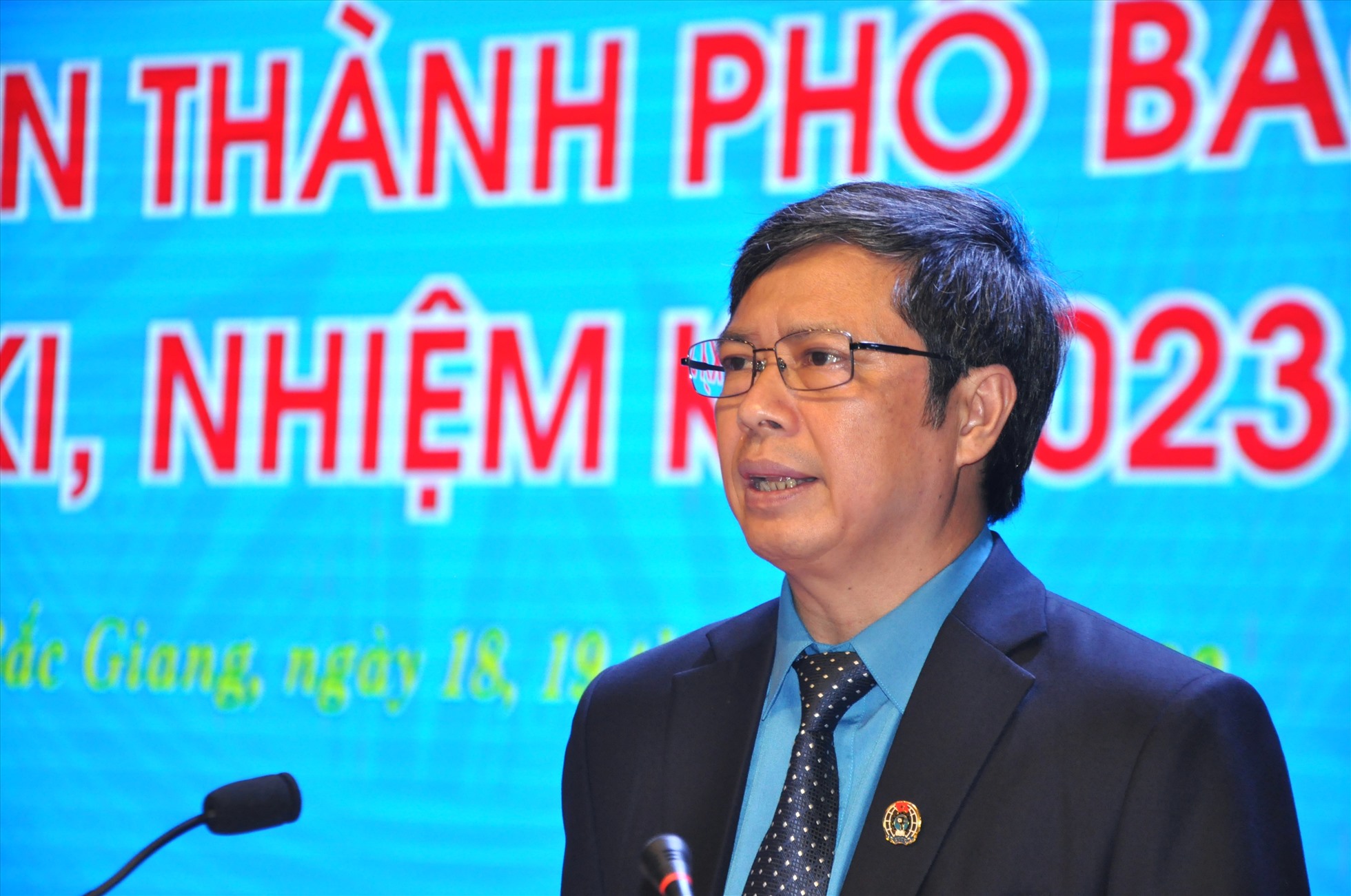 Ông Nguyễn Văn Cảnh - Chủ tịch Liên đoàn Lao động tỉnh Bắc Giang - phát biểu chỉ đạo tại đại hội. Ảnh: Bảo Hân