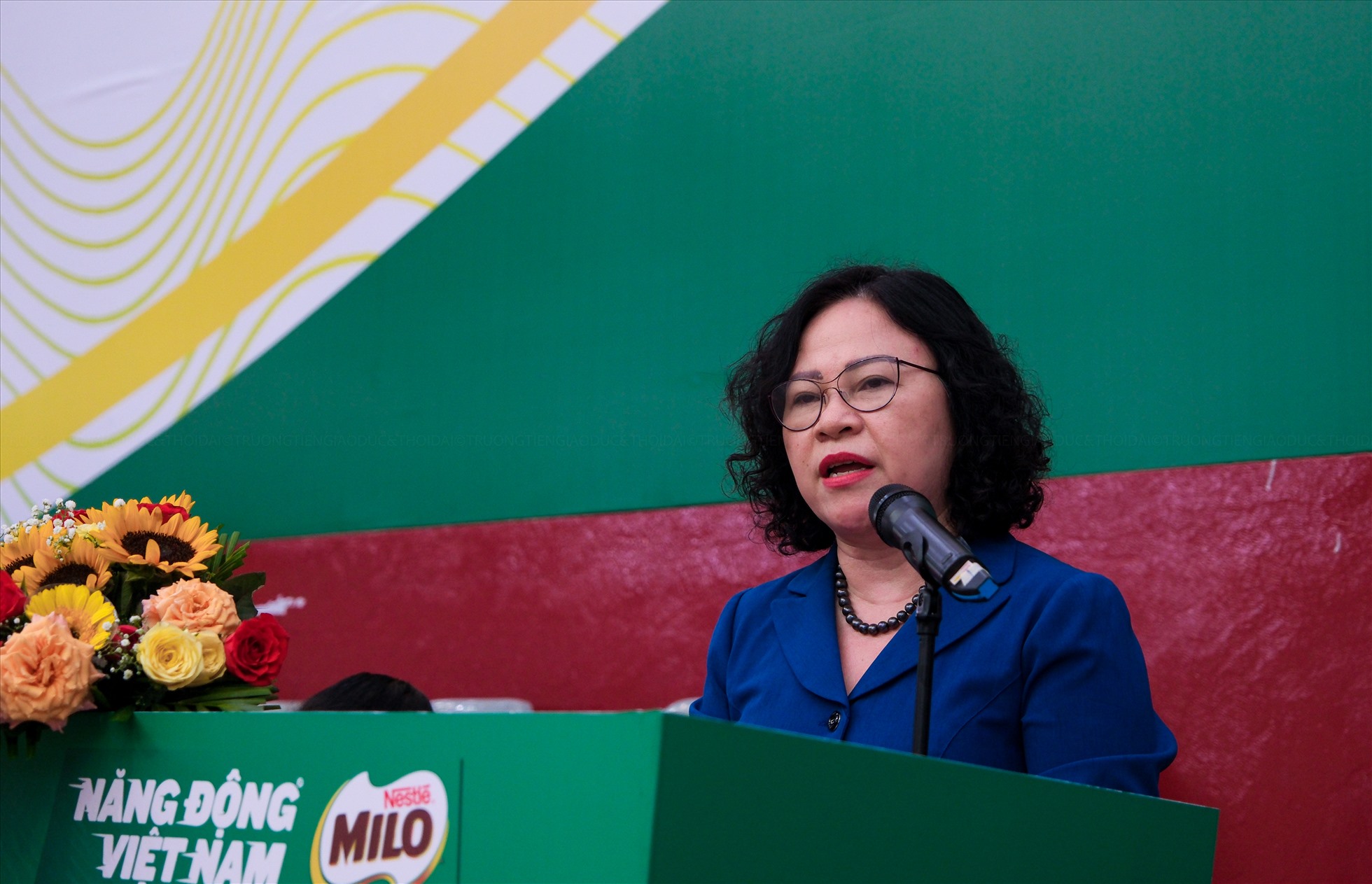 Thứ trưởng Bộ GDĐT Ngô Thị Minh phát biểu tại Lễ khai mạc. Ảnh: Ban tổ chức