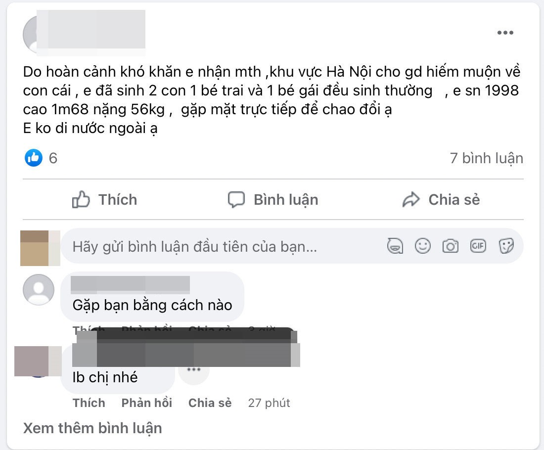 Các cô gái có nhu cầu hiến trứng, mang thai hộ đều đưa ra lý do vì hoàn cảnh khó khăn. Ảnh: Chụp màn hình