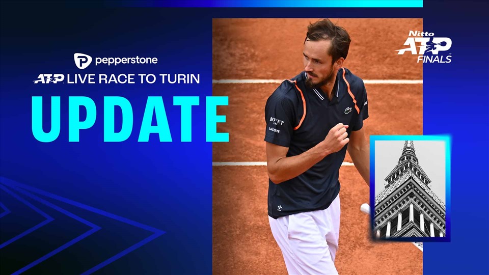Medvedev đang dẫn đầu cuộc đua Pepperstone ATP Live Race To Turin. Ảnh: ATP Tour