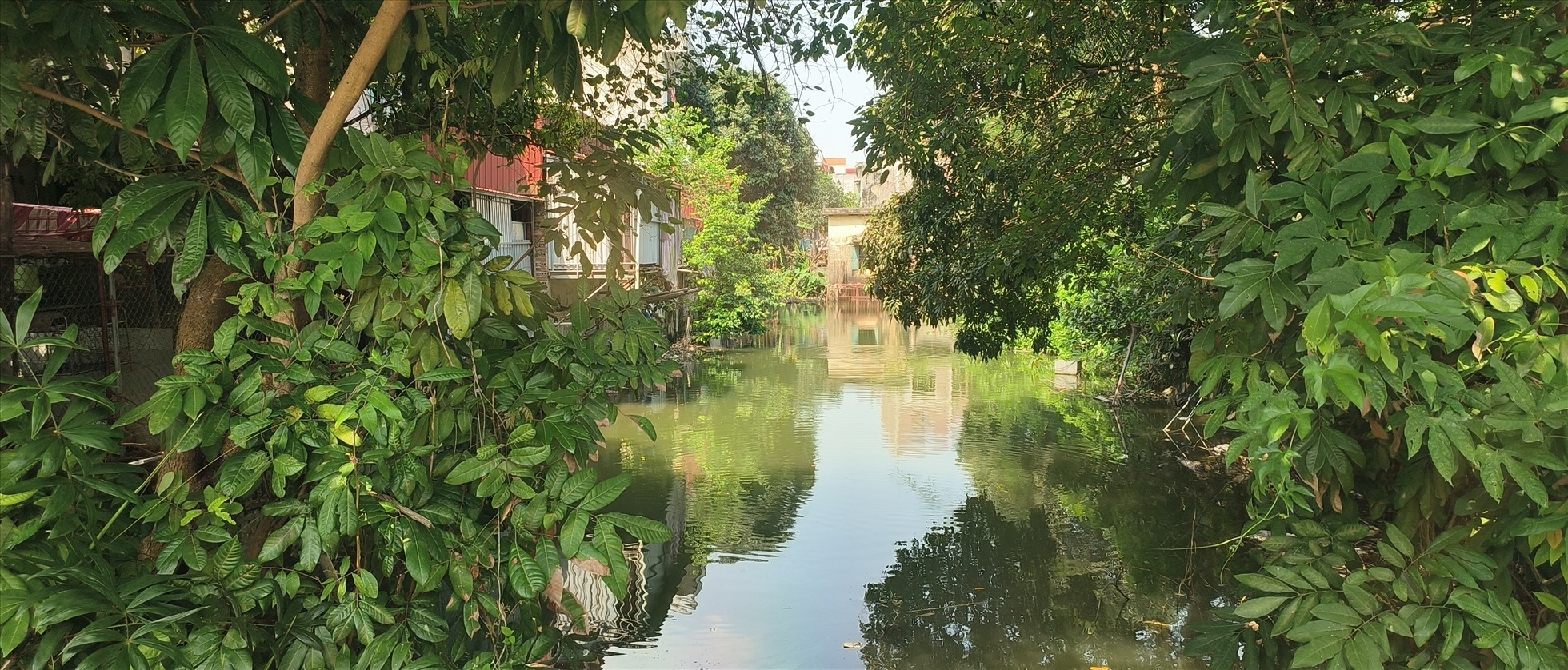 Điểm đầu kênh tưới trạm bơm Quỳnh Hải nối vào sông Yên Lộng (thường gọi sông Cầu Tây). Ảnh: Trung Du