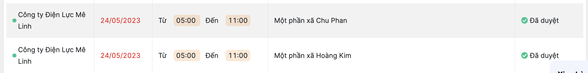 Lịch cắt điện tại Hà Nội ngày 23 và 24.5