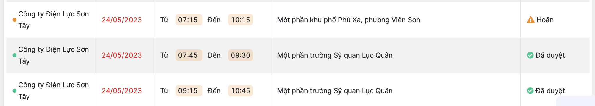 Lịch cắt điện tại Hà Nội ngày 23 và 24.5