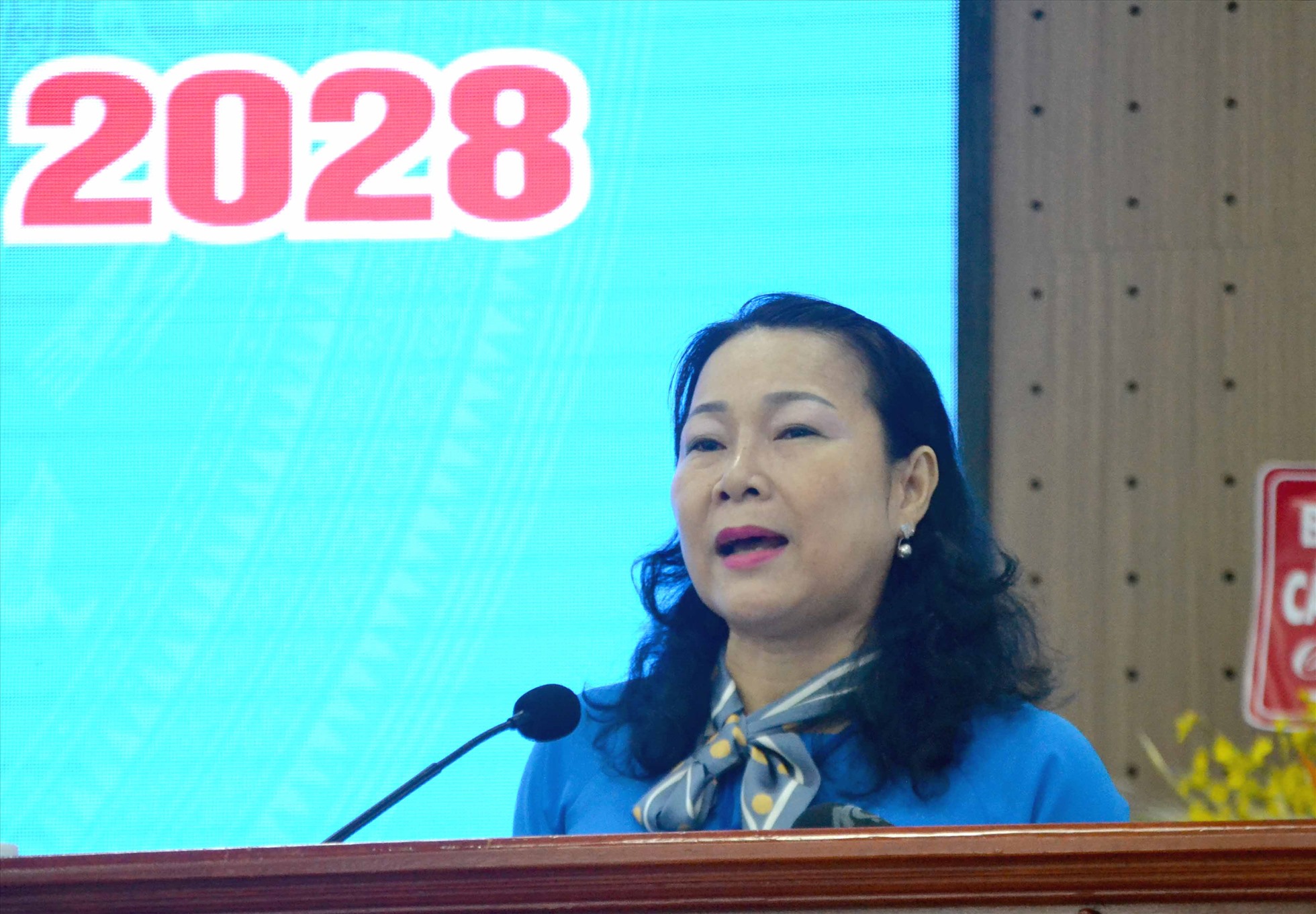 Bà Trần Thị Thu, Chủ tịch LĐLĐ TP Rạch Giá. Ảnh: Lâm Điền