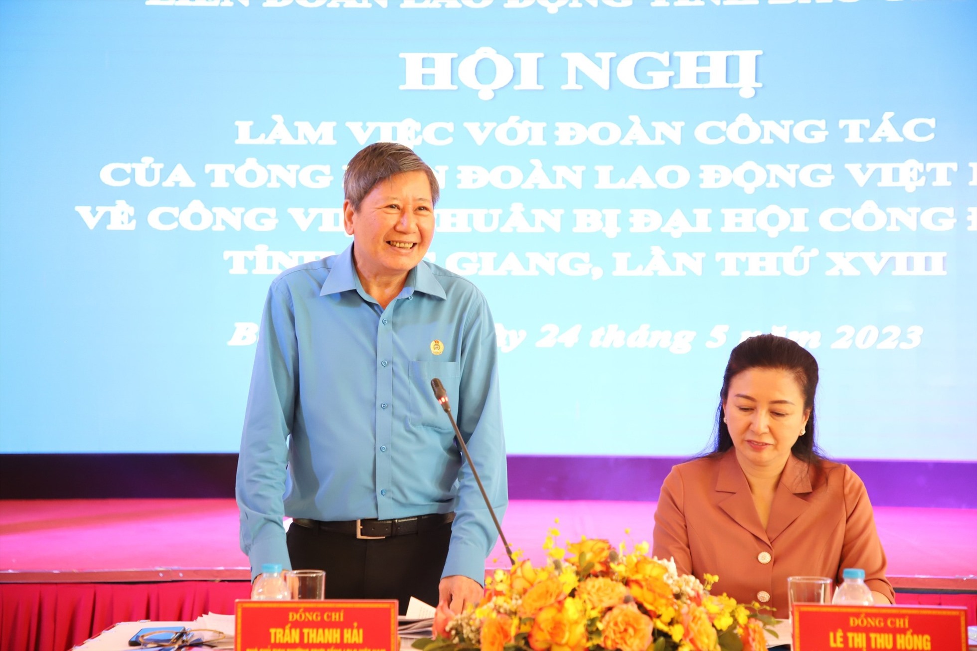 Ông Trần Thanh Hải – Phó Chủ tịch Thường trực Tổng Liên đoàn Lao động Việt Nam - phát biểu tại đại hội. Ảnh: Nguyễn Huyền