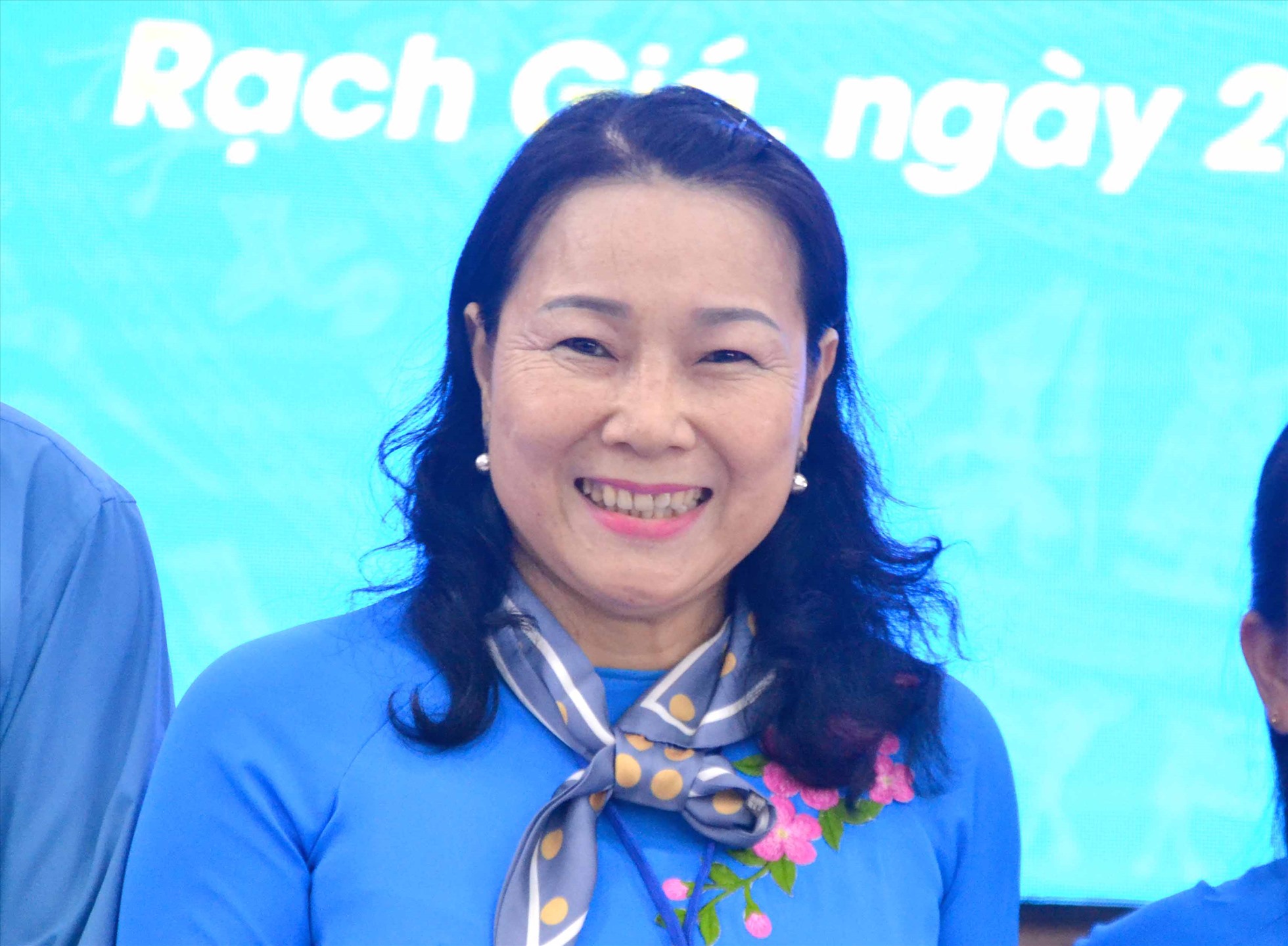 Bà Trần Thị Thu, tái đắc cử Chủ tịch LĐLĐ TP Rạch Giá khoá XII. Ảnh: Lâm Điền