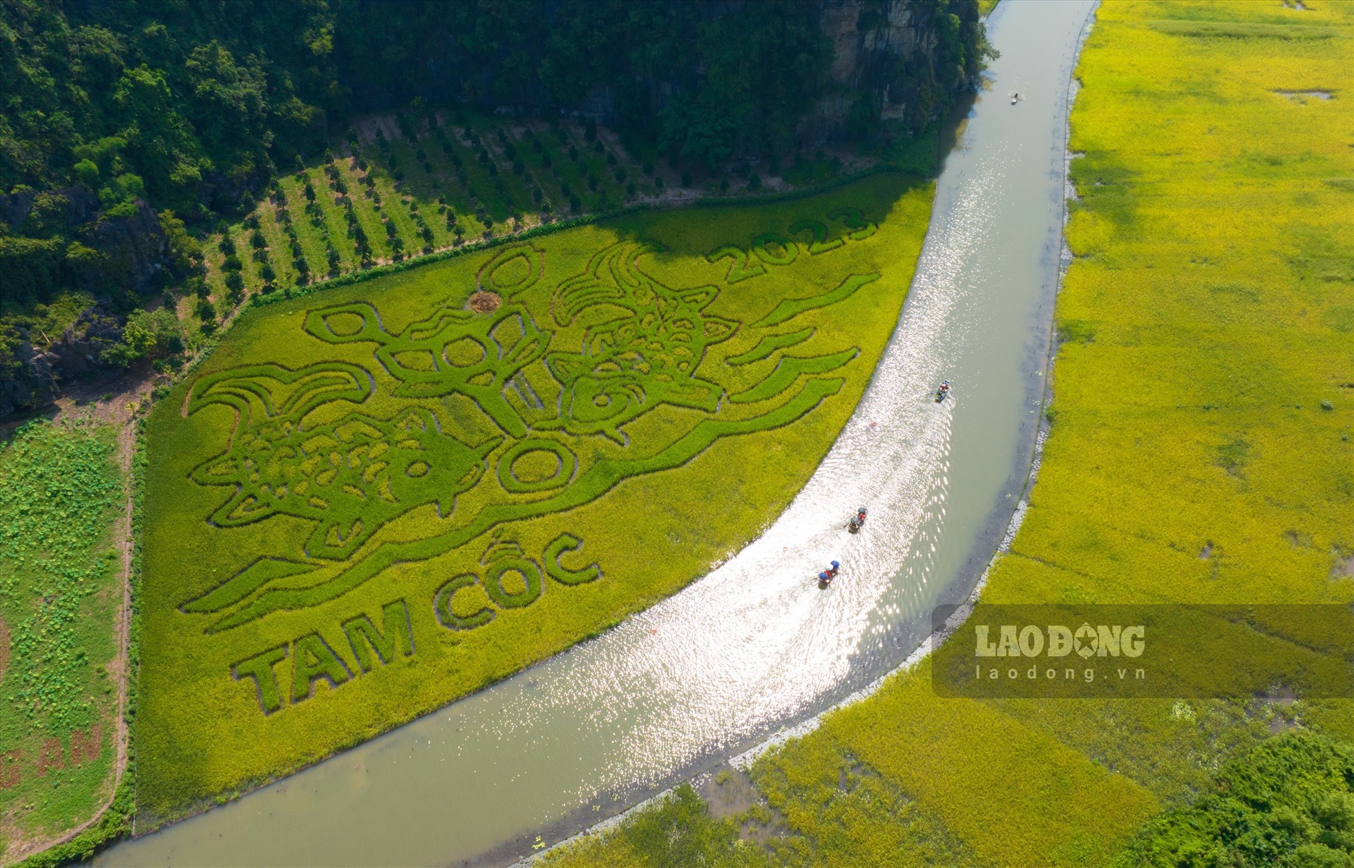 Tuần Du lịch Ninh Bình năm 2023 với chủ đề ‘‘Sắc vàng Tam Cốc-Tràng An” dự kiến sẽ diễn ra trong tám ngày. Lễ khai mạc được tổ chức vào sáng 27.5 tại sân khấu thực cảnh sinh động dựng trên cánh đồng lúa vàng Tam Cốc (thuộc Khu du lịch Tam Cốc-Bích Động, ở xã Ninh Hải, huyện Hoa Lư, Ninh Bình). Ảnh: Diệu Anh