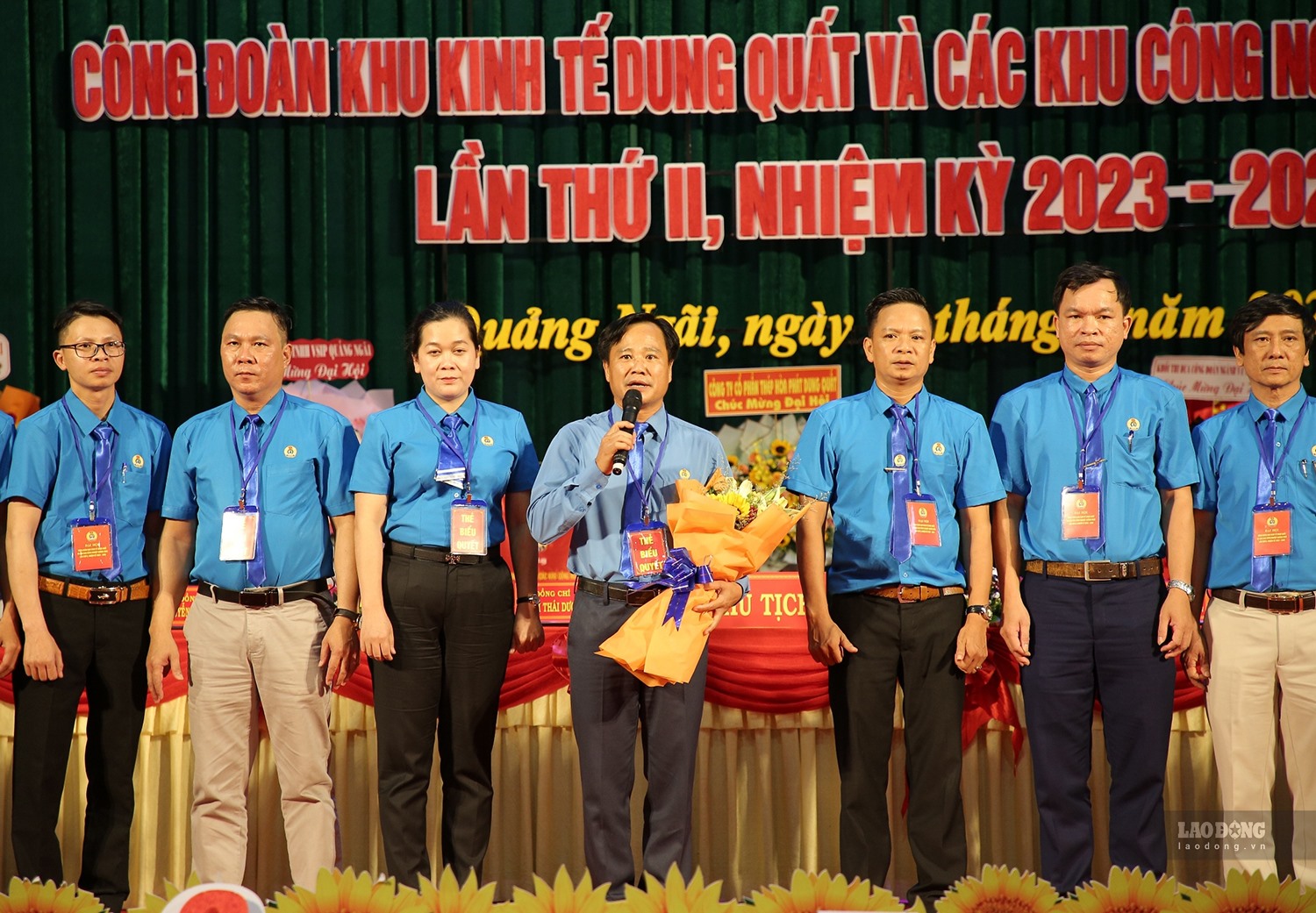 Ông Phạm Thái Dương tái đắc cử Chủ tịch Công đoàn Khu kinh tế Dung Quất và các Khu công nghiệp Quảng Ngãi. Ảnh: Ngọc Viên