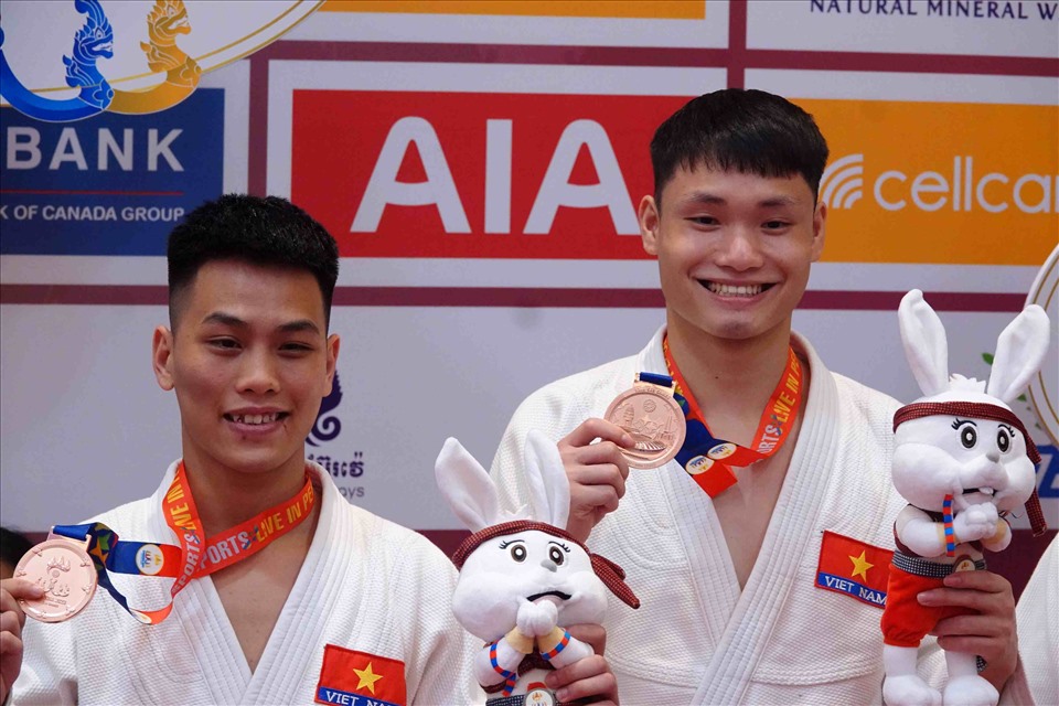 Ma Đình Khải, Trịnh Kế Dương giành huy chương đồng duo nam chiều 4.5. Ảnh: Nguyễn Đăng