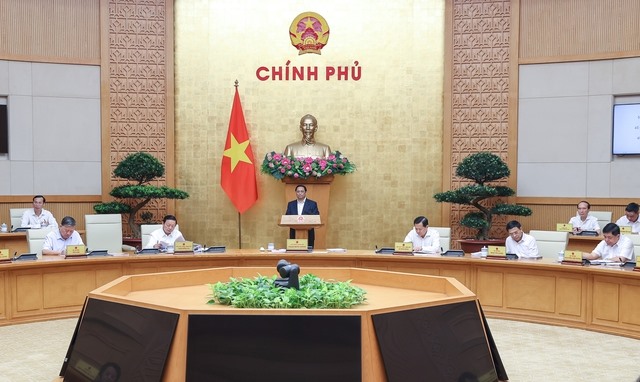 Thủ tướng Phạm Minh Chính chủ trì phiên họp Chính phủ thường kỳ tháng 4.2023. Ảnh: VGP