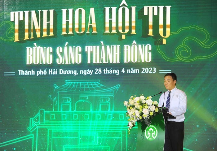 Đồng chí Chủ tịch UBND tỉnh Triệu Thế Hùng phát biểu chỉ đạo và giao nhiệm vụ tại buổi khai trương. Ảnh: T&T group