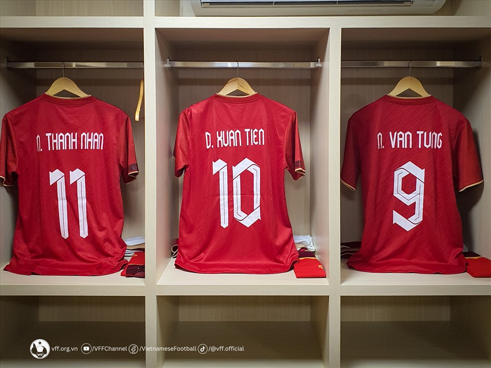 Phòng thay đồ U22 Việt Nam trước trận đấu với U22 Malaysia. Ảnh: VFF