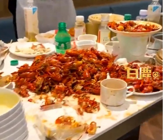 Ngoài cua, xoài, sầu riêng, nhóm còn ăn vô số tôm, cá hồi và các món khác. Ảnh chụp màn hình Baidu