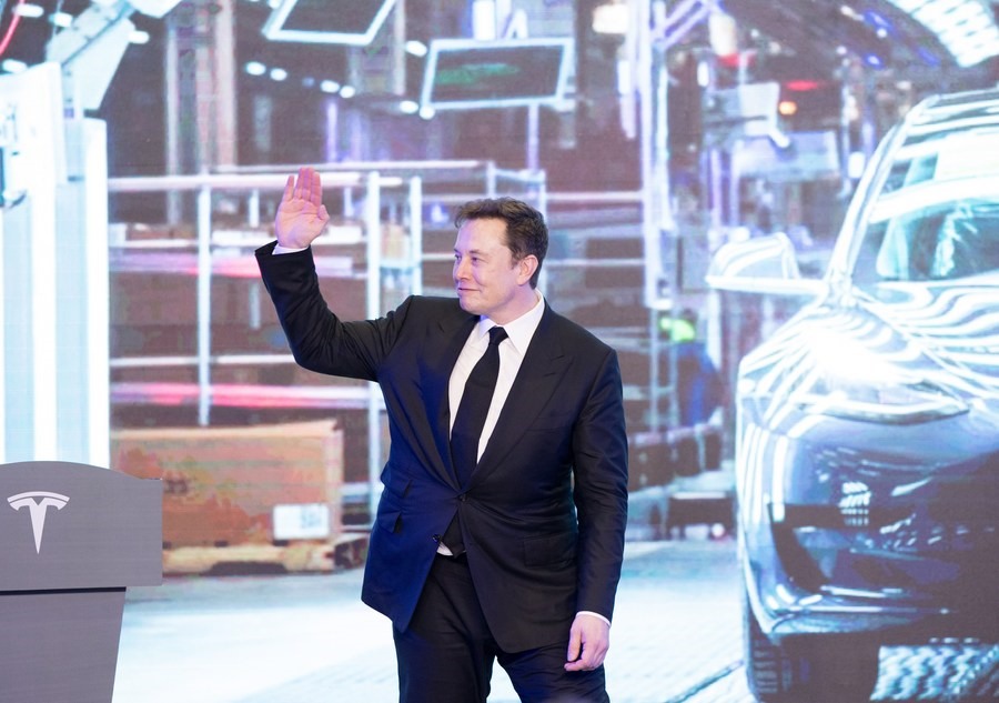 CEO Tesla Elon Musk đã tổ chức lễ động thổ nhà máy pin lithium ở bang Texas (Mỹ). Ảnh: Xinhua