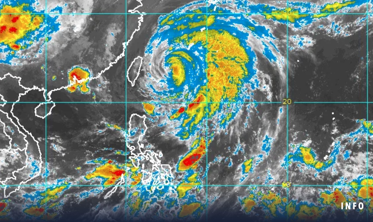 Hình ảnh bão Mawar ngày 1.6.2023. Ảnh: Cục Quản lý Thiên văn, Địa vật lý và Khí quyển Philippines (PAGASA)
