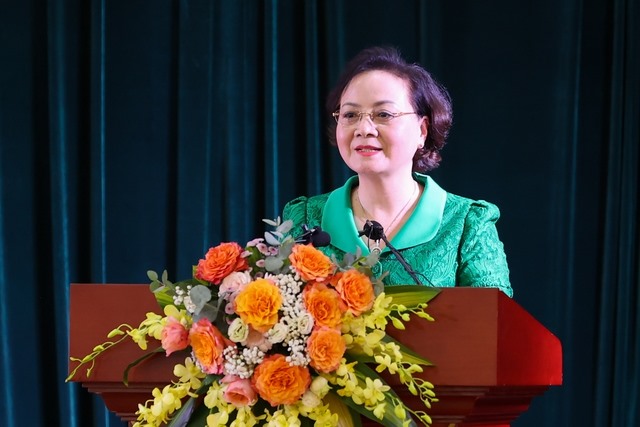 Bộ trưởng Bộ Nội vụ Phạm Thị Thanh Trà phát biểu tại cuộc làm việc. Ảnh: Phạm Đông