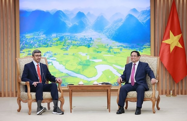 Thủ tướng Phạm Minh Chính khẳng định cần hoàn tất đàm phán Hiệp định Đối tác kinh tế toàn diện Việt Nam - UAE (CEPA) trong thời gian sớm nhất. Ảnh: TTXVN