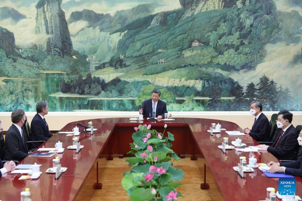 Chủ tịch Trung Quốc Tập Cận Bình tiếp Ngoại trưởng Mỹ Anthony Blinken và phái đoàn Mỹ tại Bắc Kinh, ngày 19.6.2023. Ảnh: Xinhua