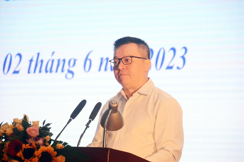 Ông Lê Quốc Minh phát biểu tại Vòng chung khảo Giải Báo chí quốc gia lần thứ XVII. Ảnh: Khánh An