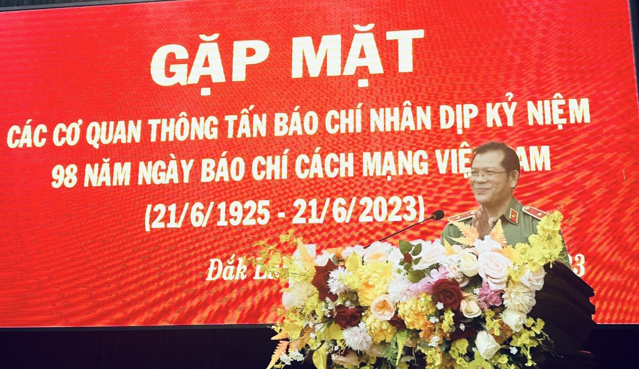 Thiếu tướng Lê Vinh Quy - Giám đốc Công an tỉnh Đắk Lắk phát biểu. Ảnh: Bảo Trung