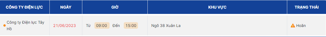 Thông báo lịch cắt điện Hà Nội ngày mai 21/6 – Cập nhật mới nhất. Nguồn: EVNHANOI