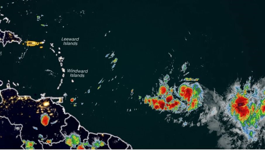 Bão Bret dự kiến tác động đến các đảo Lesser Antilles ở Biển Caribe vào cuối ngày 22.6. Ảnh chụp màn hình