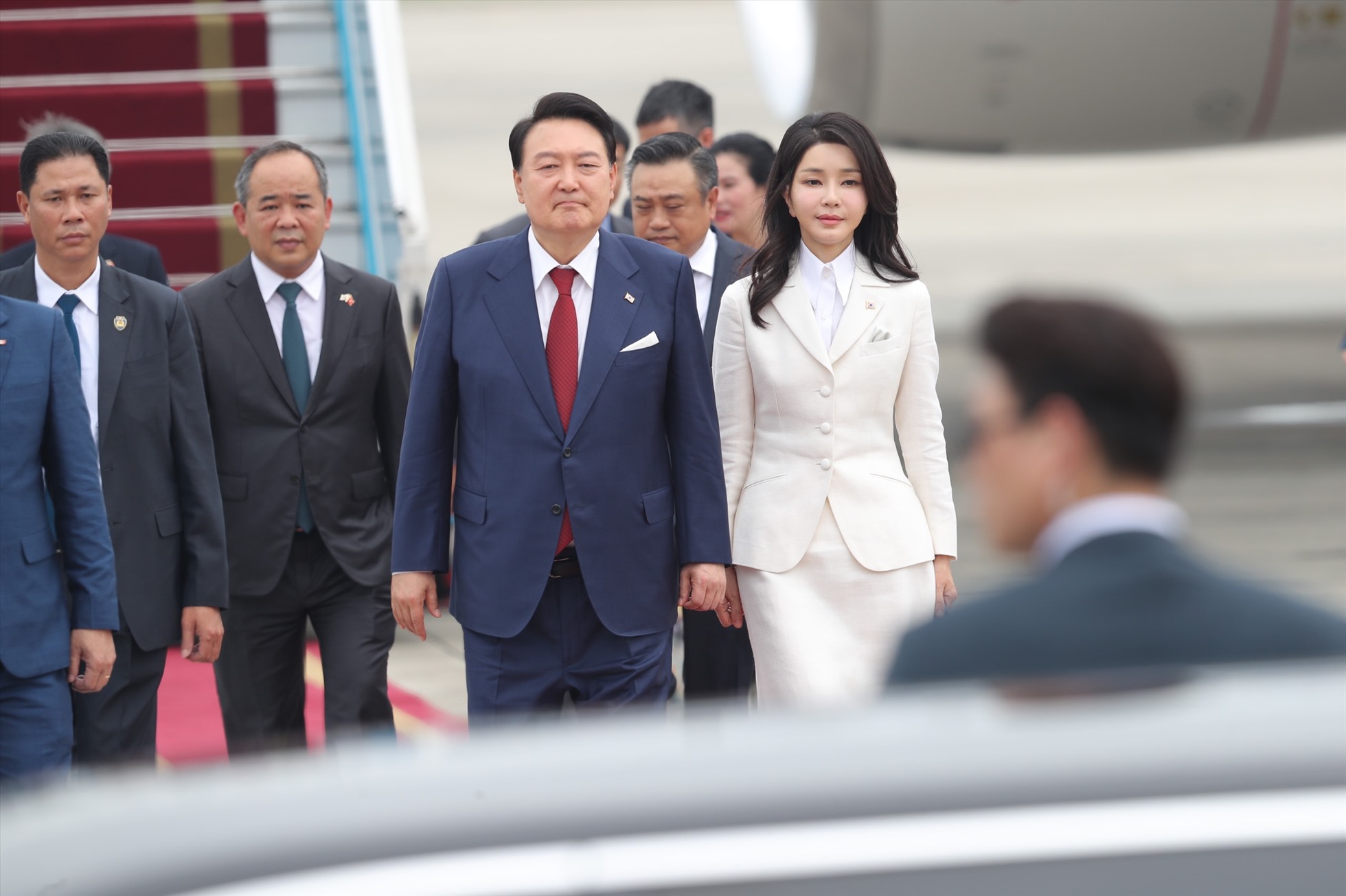 Chuyến thăm Việt Nam của Tổng thống Yoon Suk Yeol diễn ra trong thời điểm có ý nghĩa hết sức to lớn, vào năm đầu tiên Việt Nam - Hàn Quốc triển khai mối quan hệ Đối tác chiến lược toàn diện vừa được hai bên nâng cấp vào cuối năm ngoái. Ảnh: Hải Nguyễn