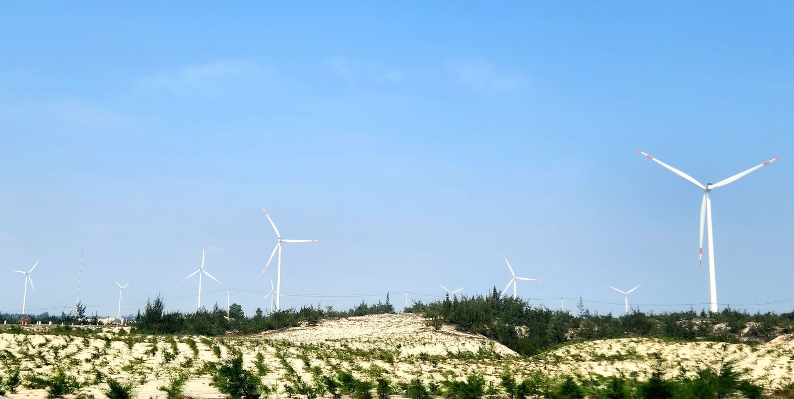 Cụm trang trại điện gió B&T được đầu tư xây dựng tại huyện Quảng Ninh và Lệ Thủy (tỉnh Quảng Bình). Ảnh: Lê Phi Long