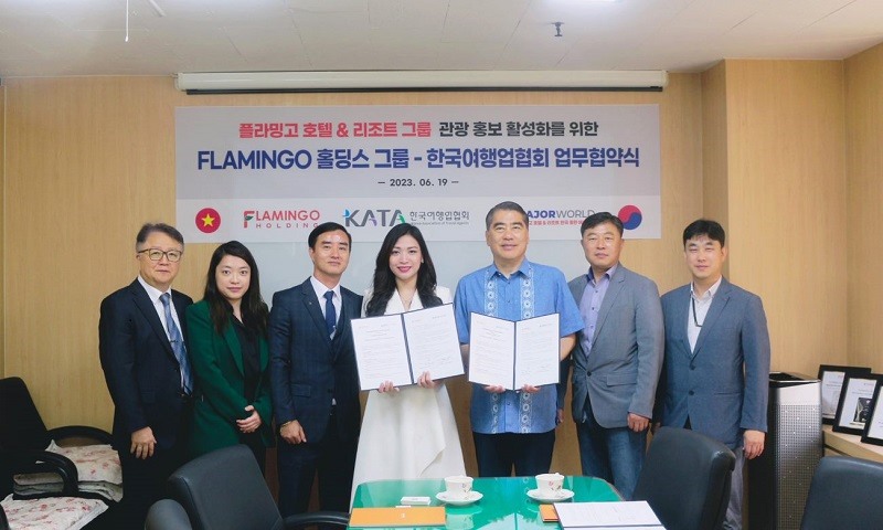 Lễ ký kết thỏa thuận hợp tác chiến lược giữa Flamingo Holding Group và KATA tại Seoul, Hàn Quốc. Ảnh Flamingo Holdings