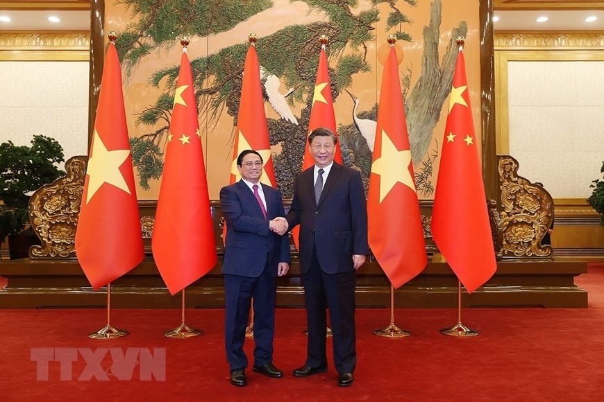 Thủ tướng Chính phủ Phạm Minh Chính đang trong chuyến thăm chính thức Trung Quốc. Đây là chuyến thăm Trung Quốc đầu tiên của Thủ tướng Chính phủ Phạm Minh Chính, cũng là chuyến thăm chính thức tới Trung Quốc đầu tiên của Thủ tướng Chính phủ Việt Nam sau 7 năm. Ảnh: TTXVN