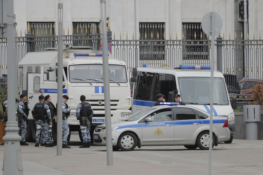 Cảnh sát được triển khai ở Mátxcơva, Nga, ngày 24.6.2023. Ảnh: Xinhua