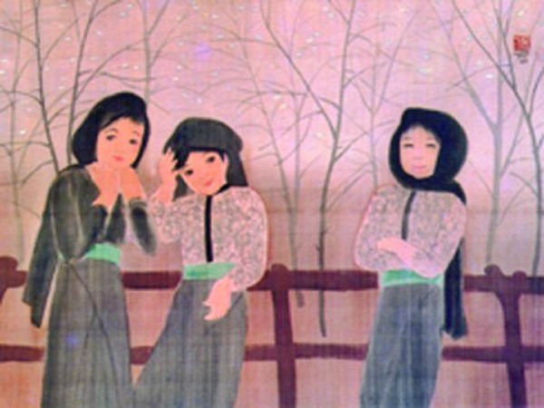 Tác phẩm “Ba cô gái Thái của họa sĩ Nguyễn Thụ.