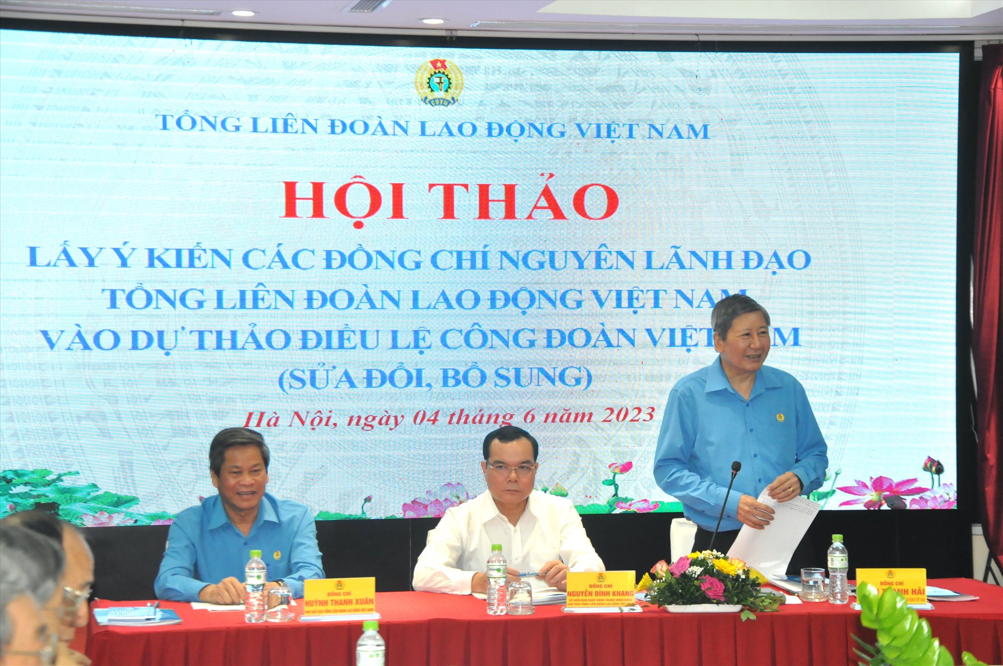 Ông Trần Thanh Hải - Phó Chủ tịch Thường trực Tổng Liên đoàn Lao động Việt Nam - phát biểu tại hội thảo. Ảnh: Quế Chi