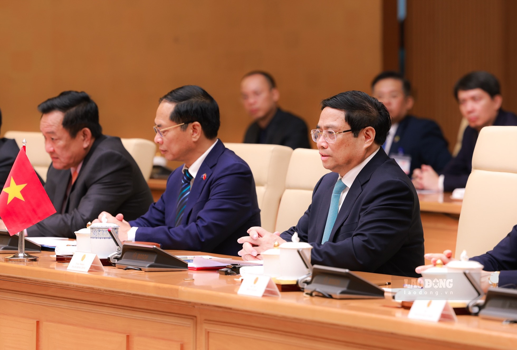 Thủ tướng Phạm Minh Chính phát biểu tại hội đàm với Thủ tướng Anthony Albanese. Ảnh: Hải Nguyễn