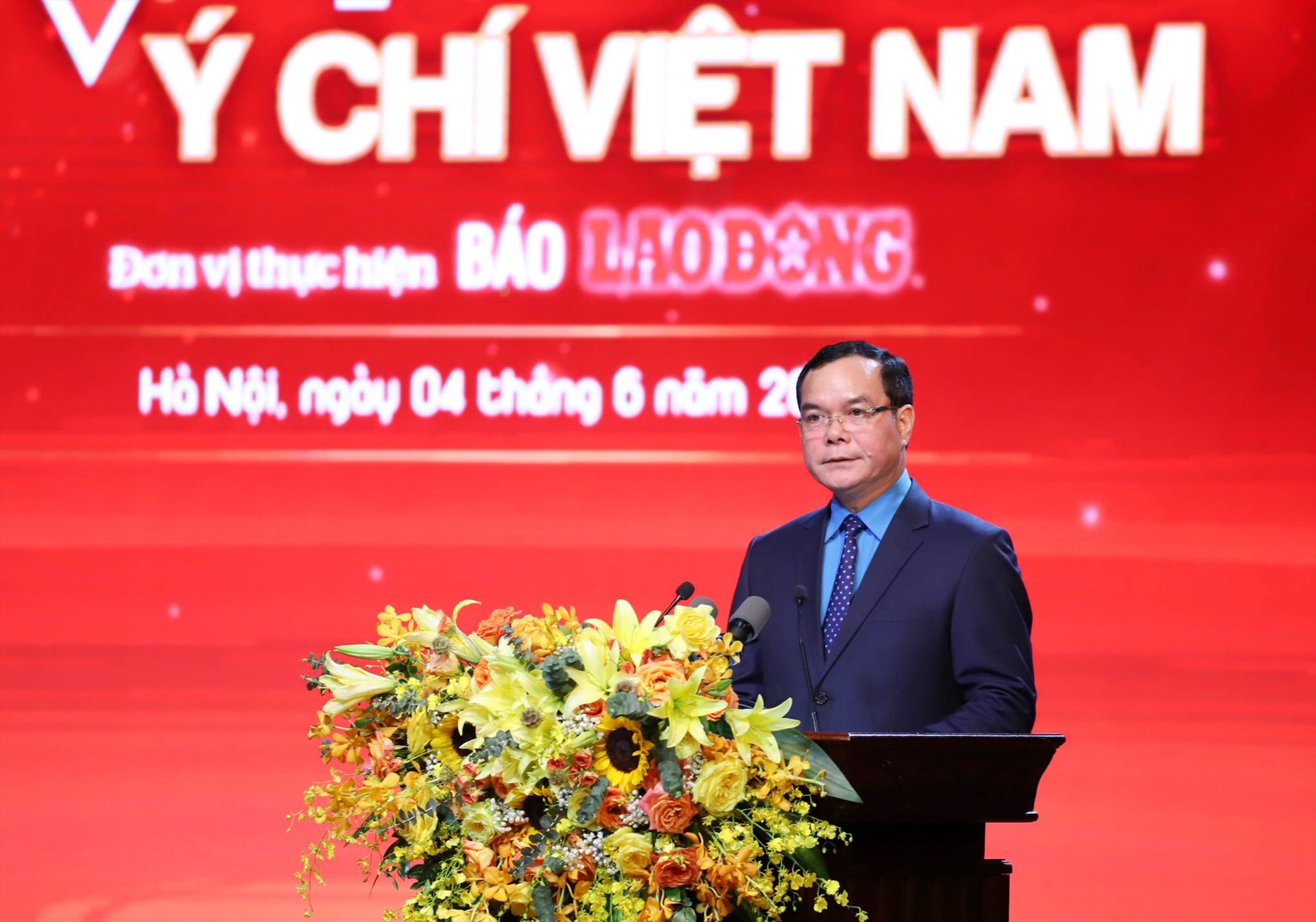 Uỷ viên Trung ương Đảng, Chủ tịch Tổng Liên đoàn Lao động Việt Nam Nguyễn Đình Khang phát biểu. Ảnh: Hải Nguyễn