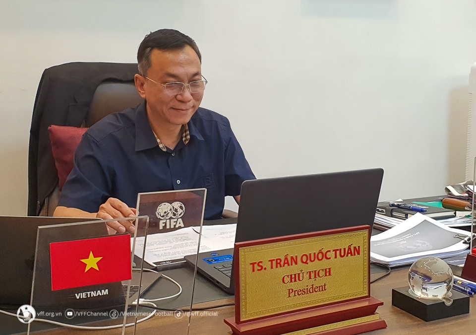 Ông Trần Quốc Tuấn – Chủ tịch VFF tham dự cuộc họp trên cương vị Trưởng ban thi đấu AFC. Ảnh: VFF