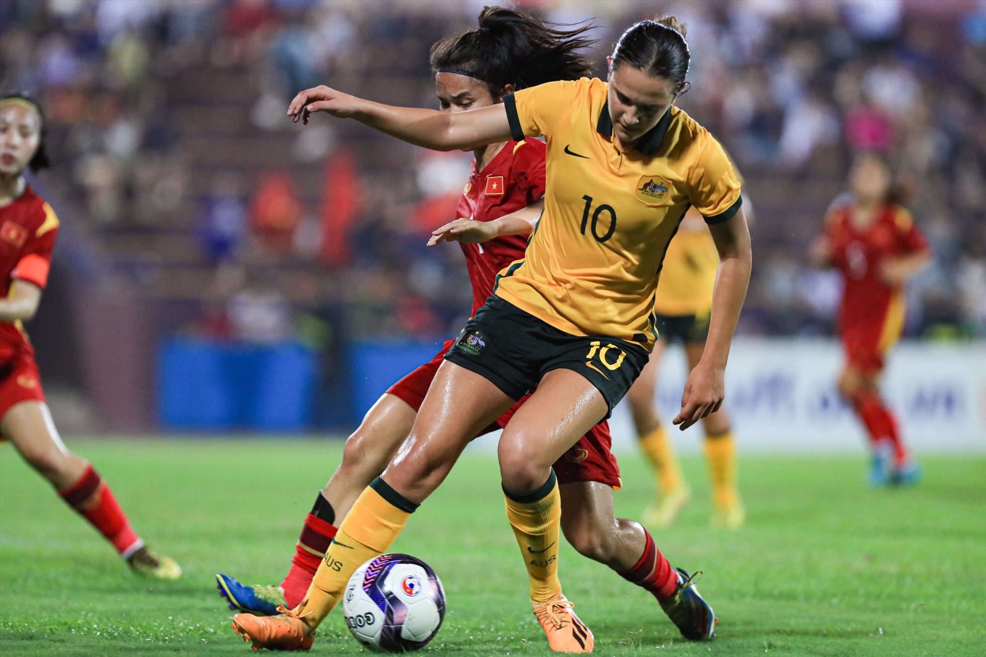 U20 nữ Australia ghi 2 bàn thắng vào lưới U20 nữ Việt Nam trong hiệp 2. Ảnh: Minh Dân