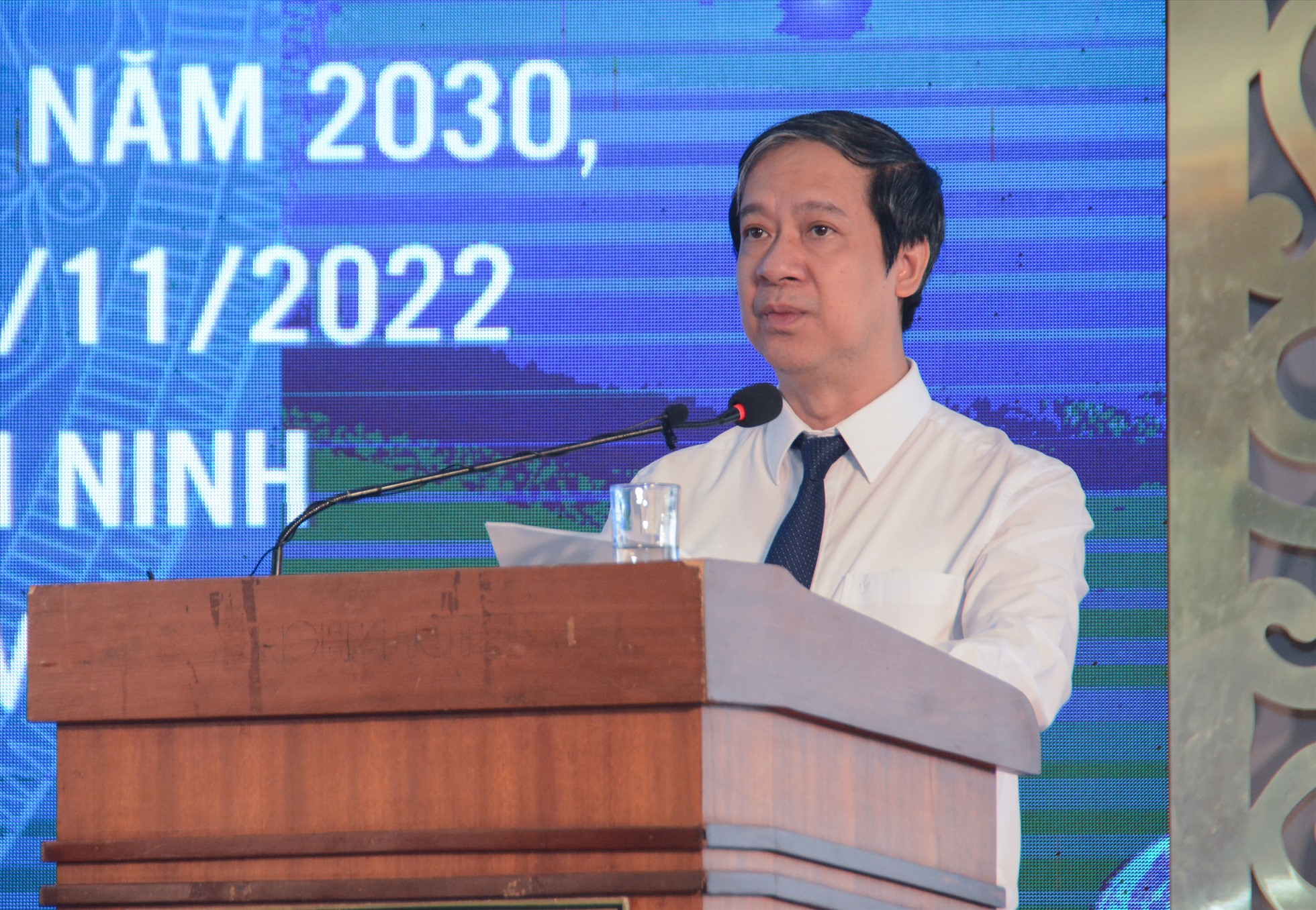 Bộ trưởng Nguyễn Kim Sơn phát biểu tại Hội nghị. Ảnh: Bộ GDĐT