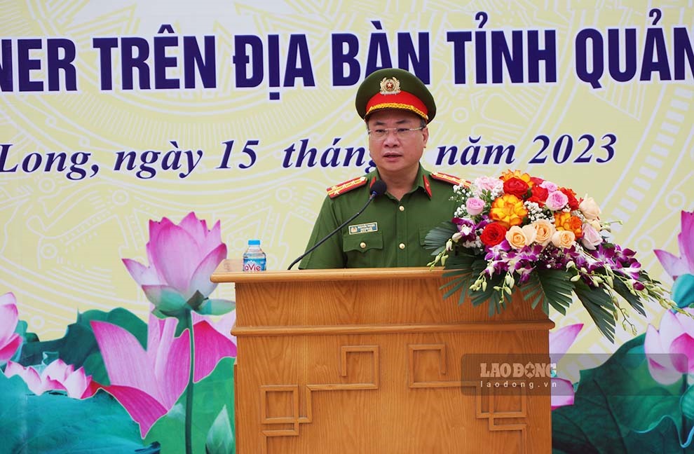 Đại tá Nguyễn Thuận - Phó Giám đốc Công an tỉnh Quảng Ninh phát biểu. Ảnh: Đoàn Hưng