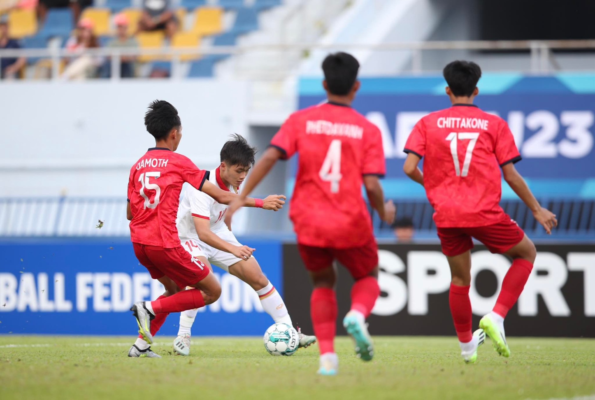 U23 Lào có bàn gỡ hòa 1-1 ở phút 52. Ảnh: Lâm Thỏa