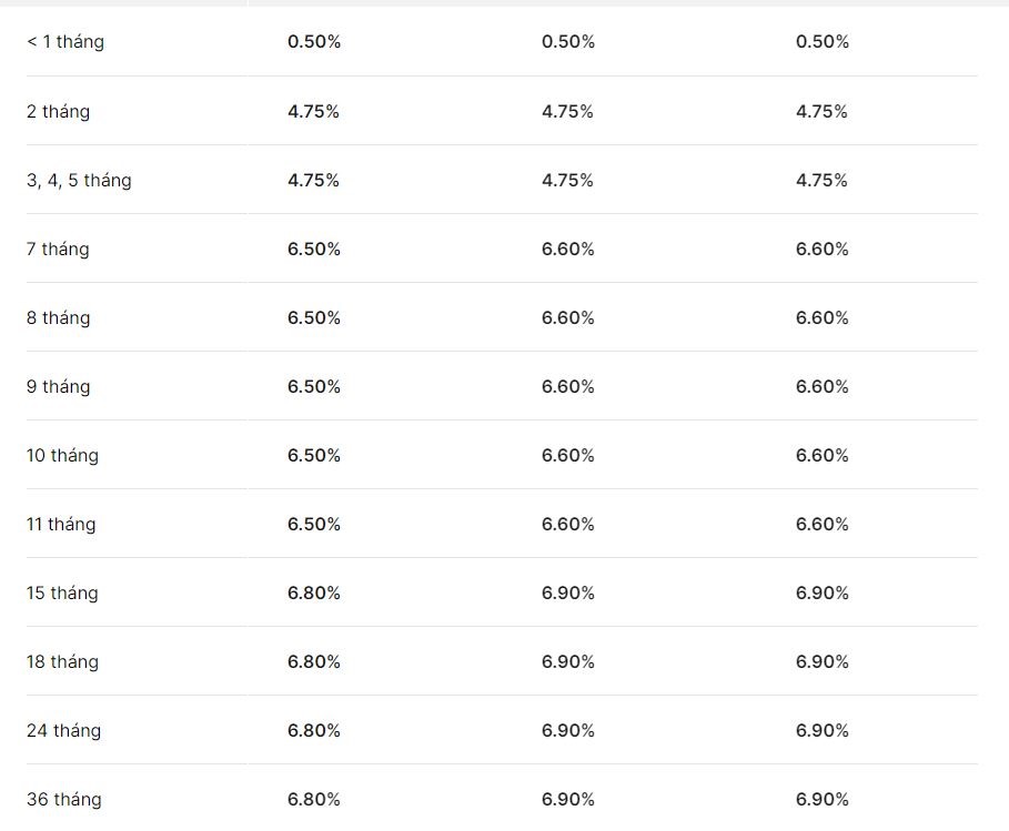 Ngân hàng VIB niêm yết lãi suất cao nhất kì hạn 10 tháng là 6,6%, Ảnh chụp màn hình