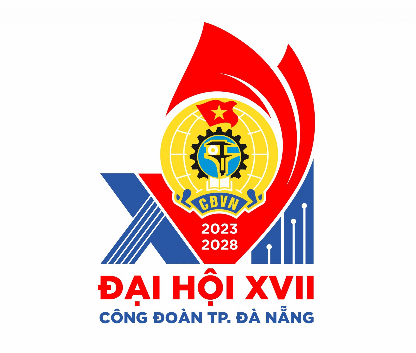 Biểu trưng Đại hội Công đoàn thành phố Đà Nẵng lần thứ XVII. Ảnh: Tường Minh