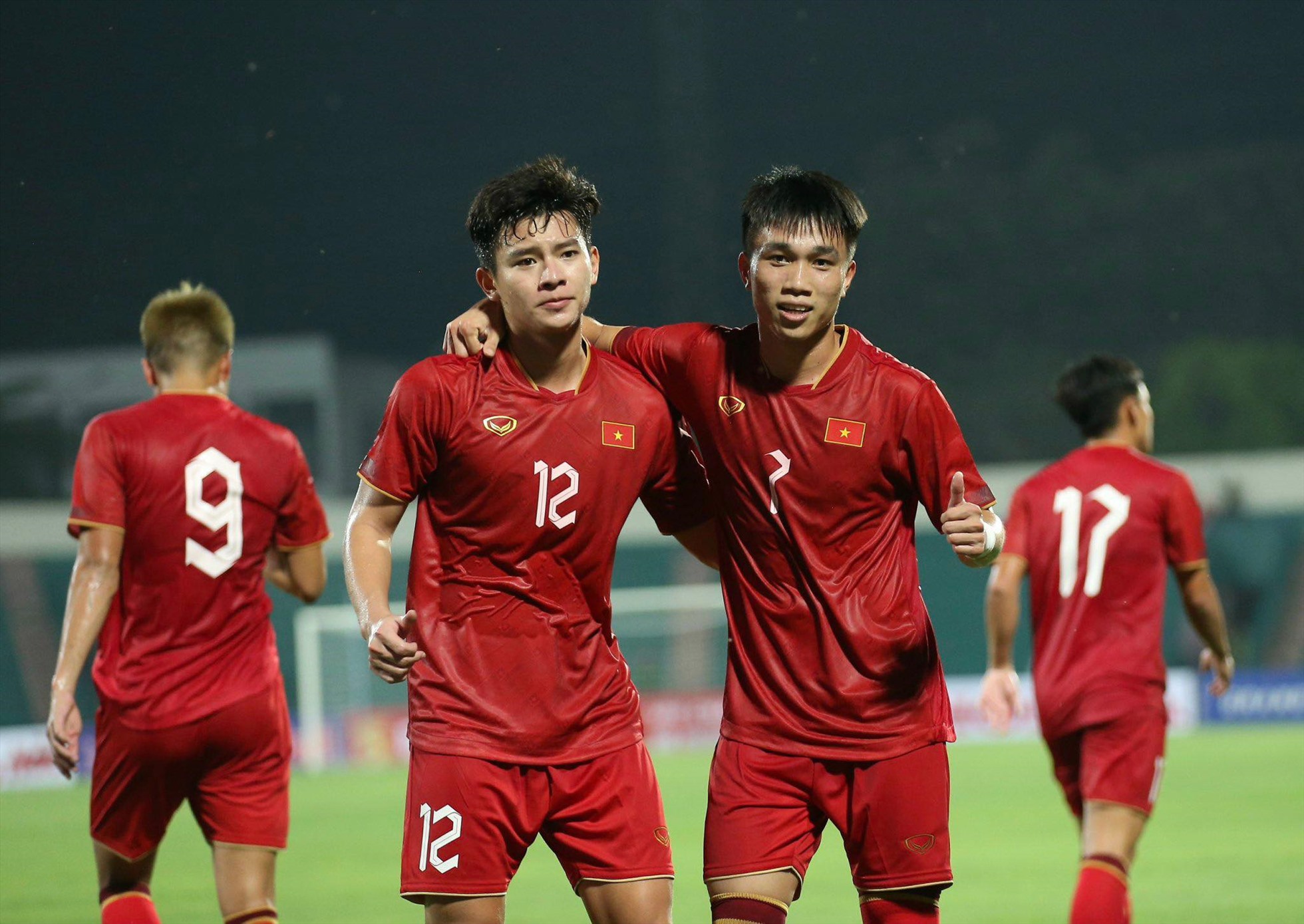 Lê Văn Đô (số 7) ghi bàn mở tỉ số cho U23 Việt Nam. Ảnh: Lâm Thoả
