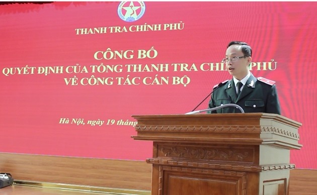 Tân Tổng biên tập Tạp chí Thanh tra Nguyễn Văn Lương phát biểu nhận nhiệm vụ. Ảnh: PH