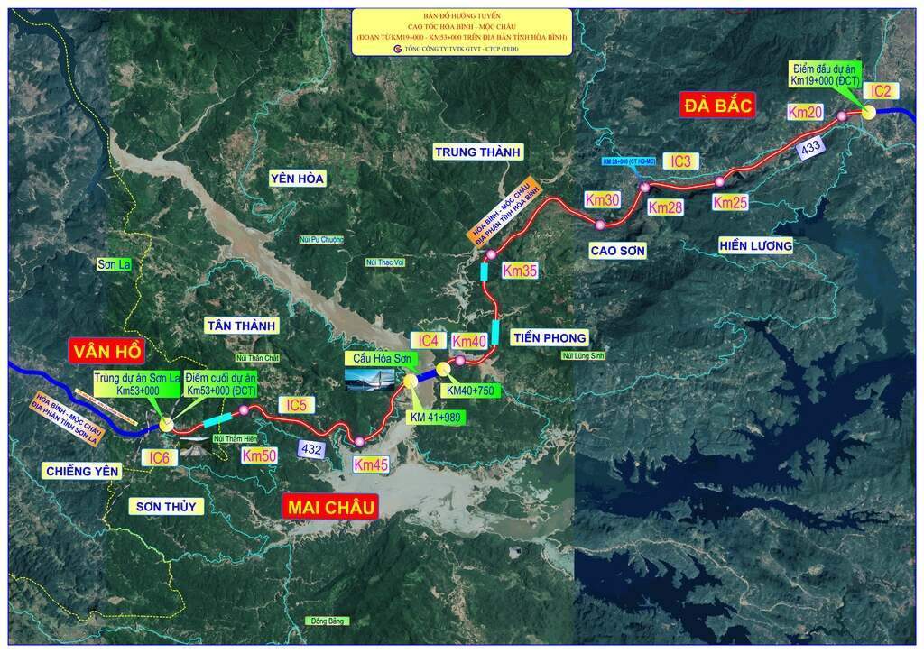 So do huong tuyen cao toc Hoa Binh - Moc Chau. Anh: Ban QLDA cac cong trinh giao thong Hoa Binh