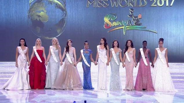 Top 10 Miss World 2017 bao gồm người đẹp đến từ các quốc gia: Indonesia, Nga, Anh, Hàn Quốc, Jamaica, Mexico, Nam Phi, Ấn Độ, Kenya, Pháp.