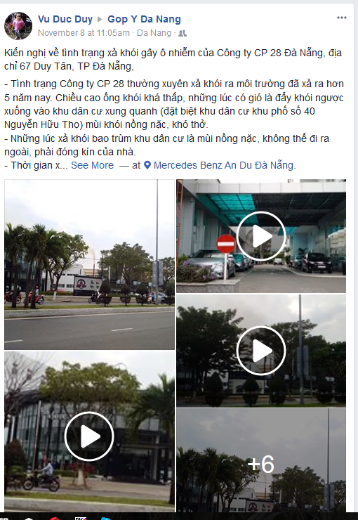 Ý kiến của công dân gửi lên trang mạng xã hội Facebook của chính quyền Đà Nẵng.